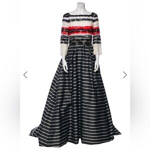 Carolina Herrera Black and White Satin Dress